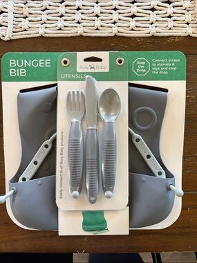 Busy Baby Bungee Bib Gray Silicone